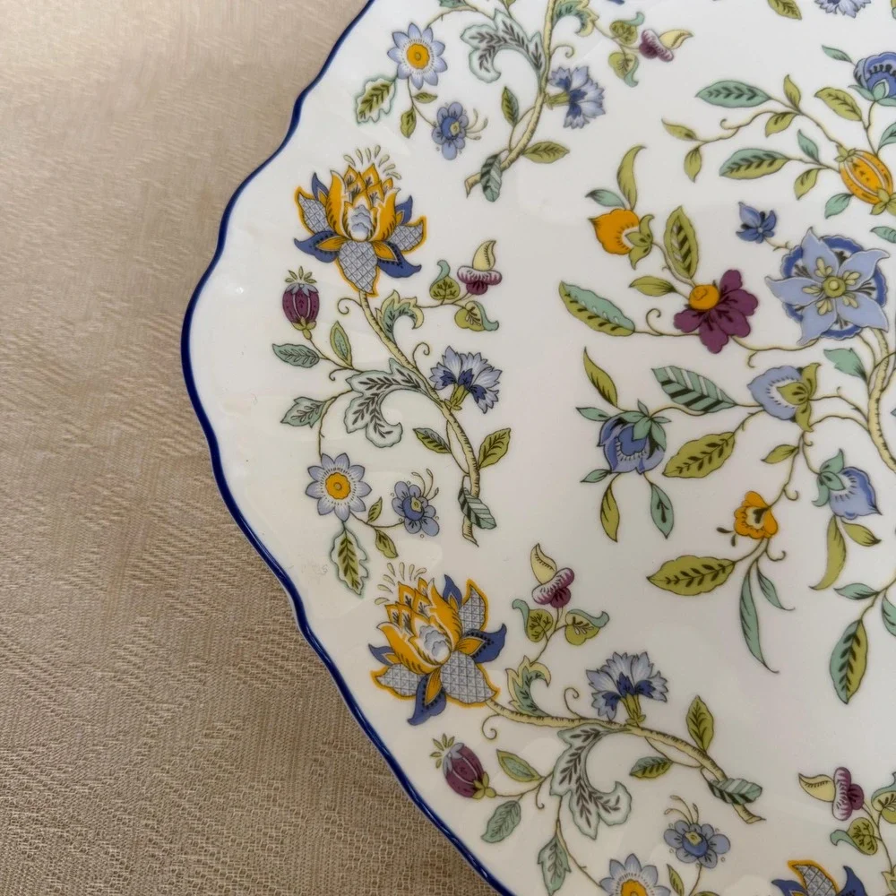 Vintage Handled Cake Plate Platter by Minton in Haddon Hall Blue